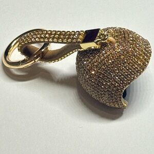Gold Football Helmet Rhinestone Keychain Bag Charm New